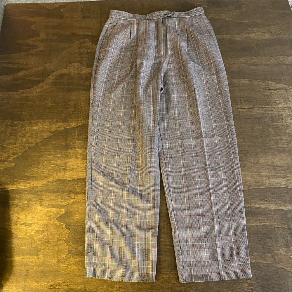 Vintage Plaid Gray and Red Straight Leg Pants - Picture 2 of 6